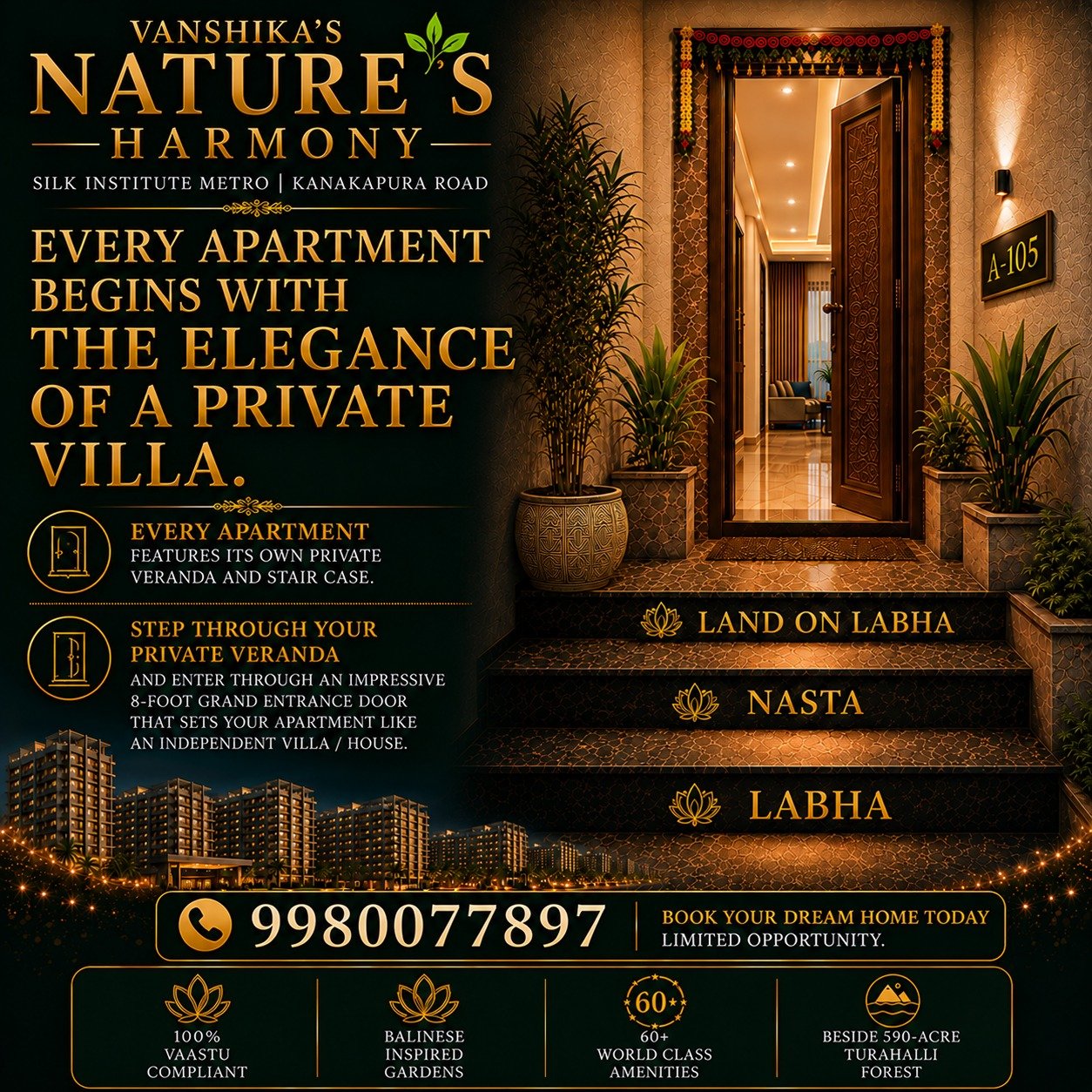 Private villa-style entrance at Vanshika's Nature's Harmony